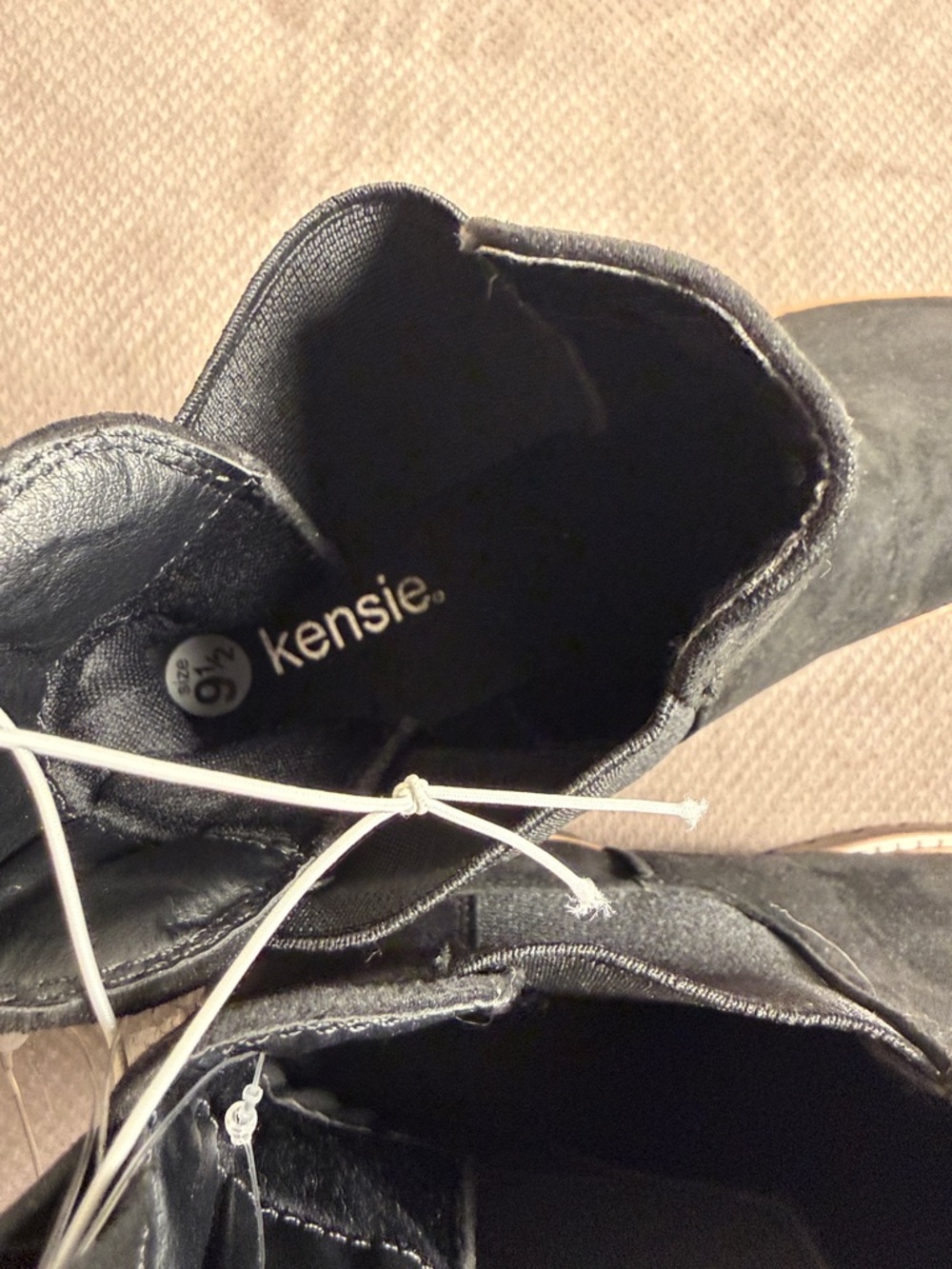 Kensie Black Suede-Look Chelsea Ankle Boots with Lug Sole - Picture 8 of 8